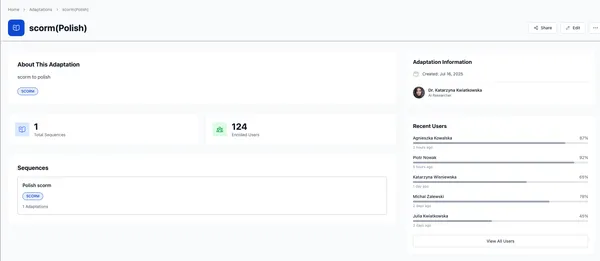 Adaptation interface