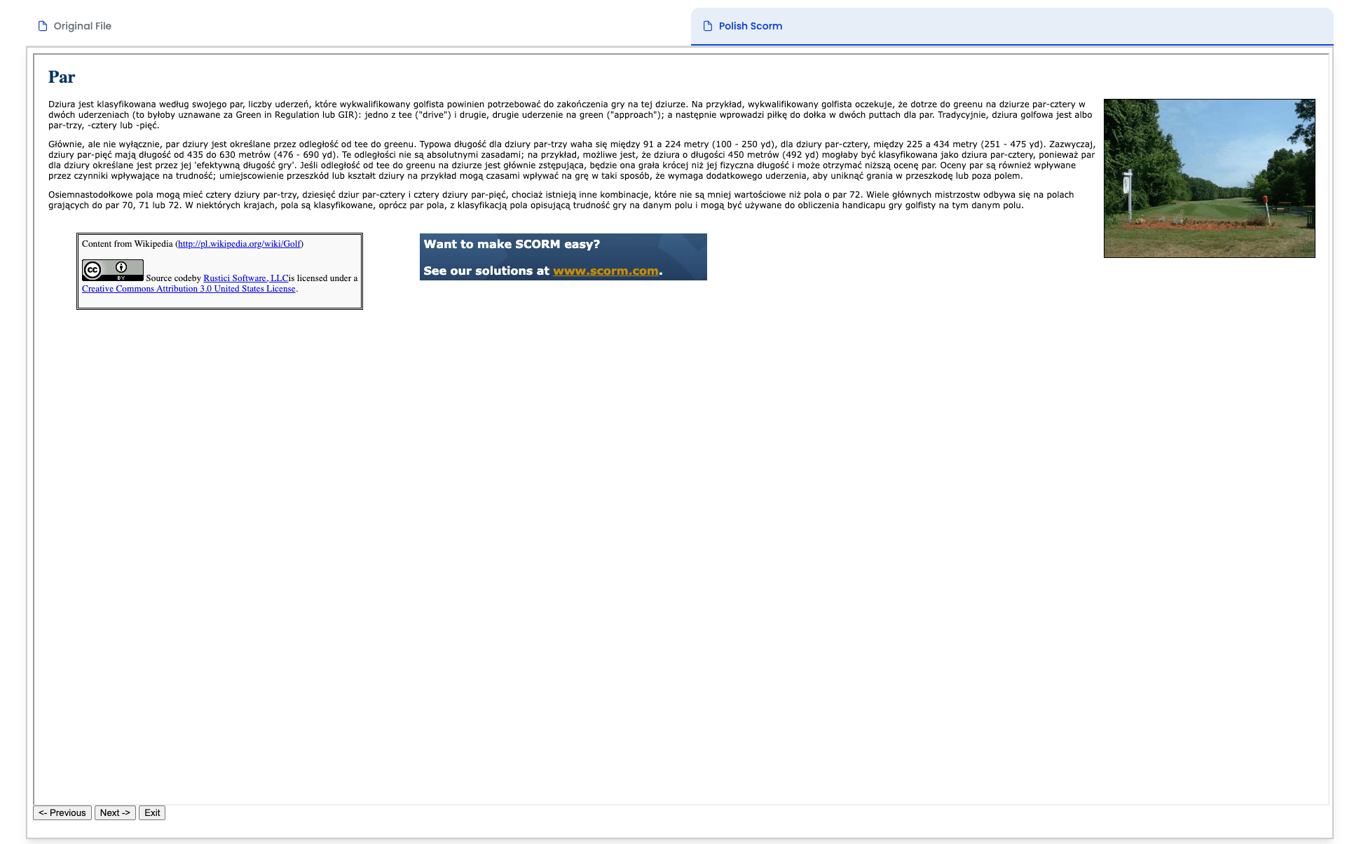 Polished SCORM content